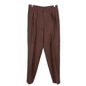 David N Petites VTG Checkered Trousers 14 Women Pants High Waisted Pleated Brown
